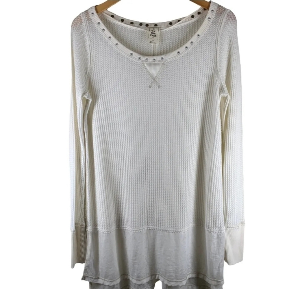 We The Free White/Ivory Lightweight Studded Knit Thermal Top Size S-L